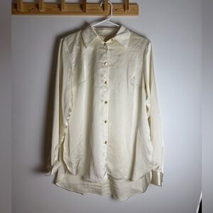 Cream Button-Up Woman’s Shirt, Blouse 
#creamblouse